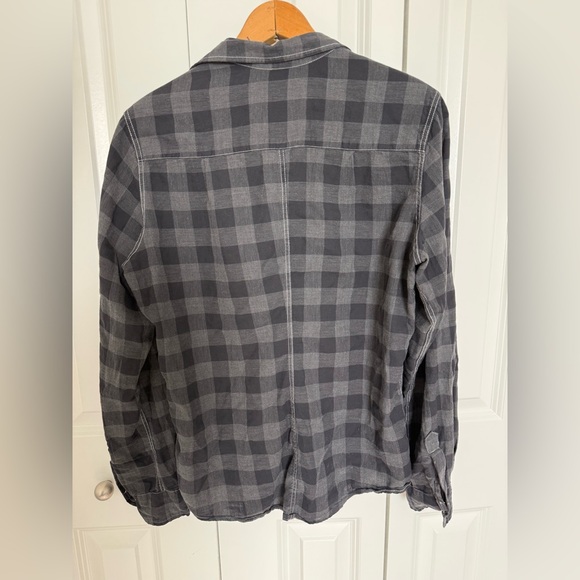 Frank & Eileen Women Button Up Long Sleeve Shirt Large Black/Grey Plaid “Barry” - Picture 4 of 6